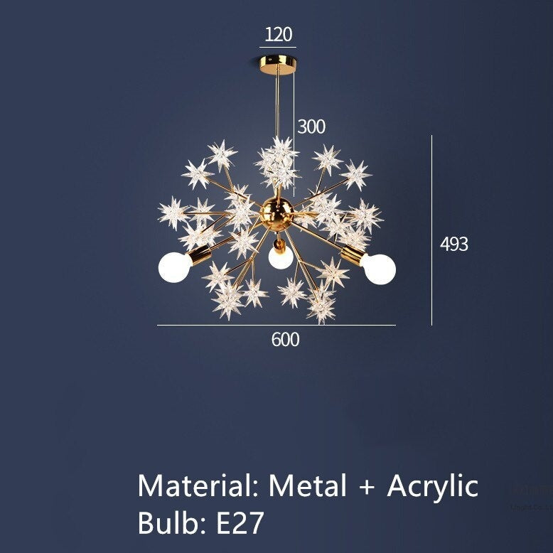 Lustre moderne métallique avec des étoiles étincelantes Tanit - vue 7 sur 7