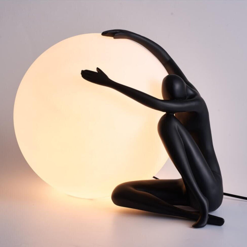 Art deco style LED table lamp with Bloomie silhouette