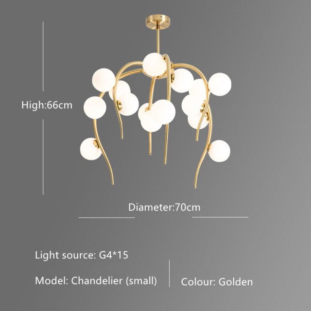 Modern octopus chandelier with Nayla globes