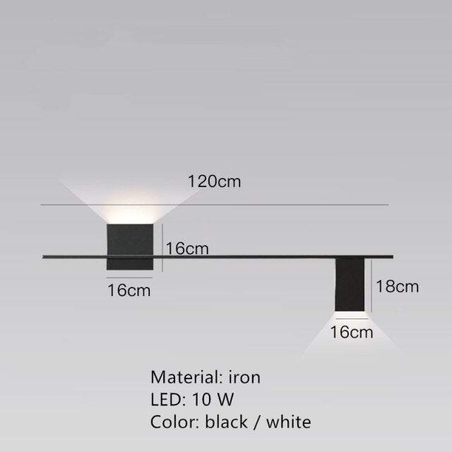 wall lamp LED wall design square or L-shaped metallic Zia