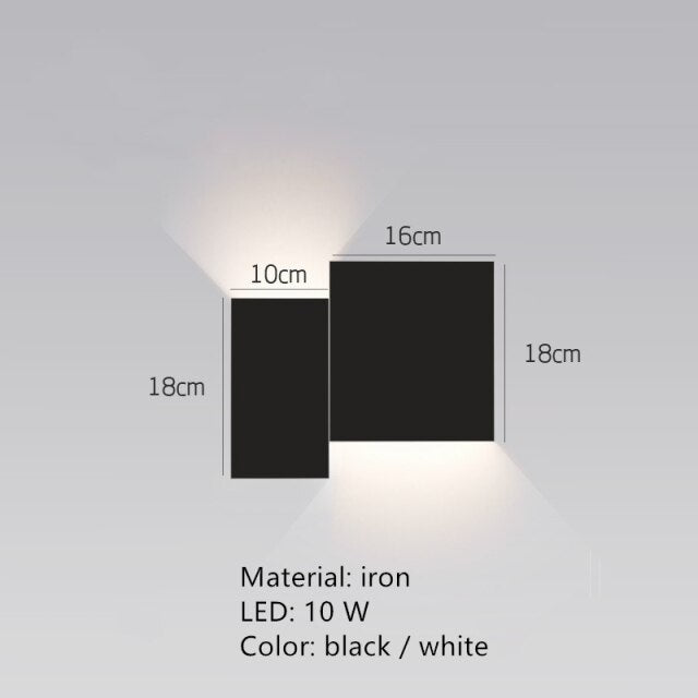 Applique murale design LED carré ou en L métallique Zia