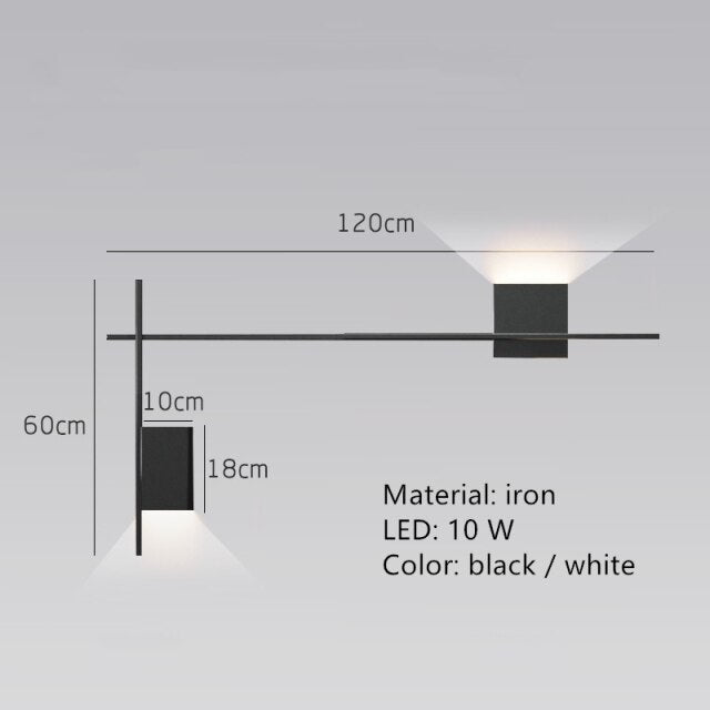 wall lamp LED wall design square or L-shaped metallic Zia