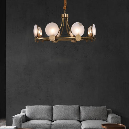 Modern LED chandelier in circular and marbled form Zélie