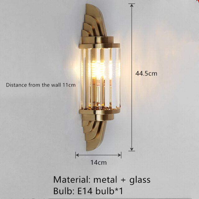 Aplique LED moderno Raizel de cristal y metal dorado