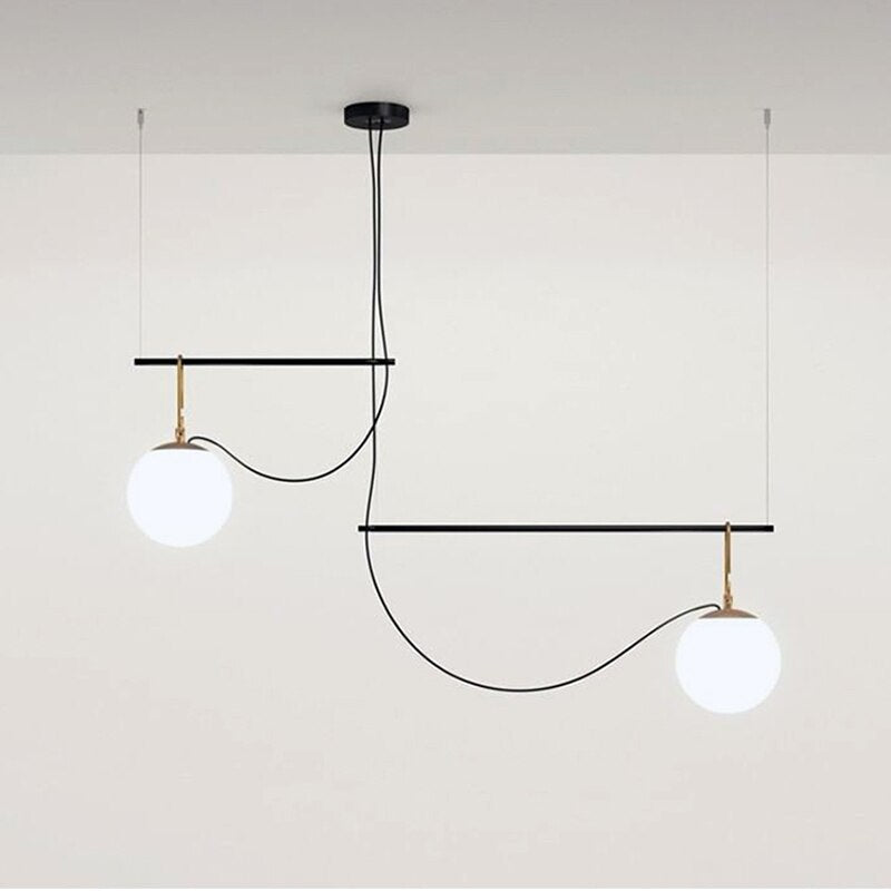 Lustre moderne LED avec un globe en verre Aitné