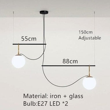 Modern LED chandelier with glass globe Aitné