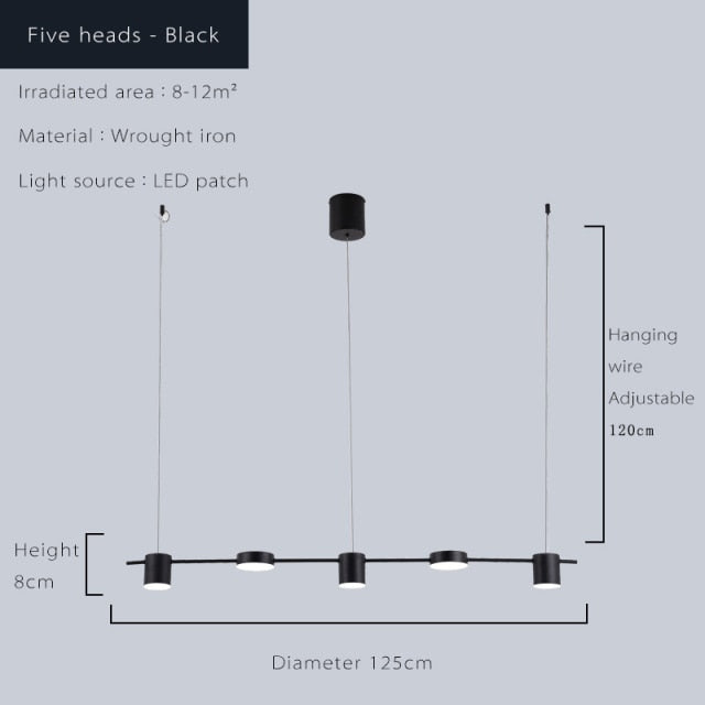 Modern LED chandelier with several Spotlights in metal Ainoa