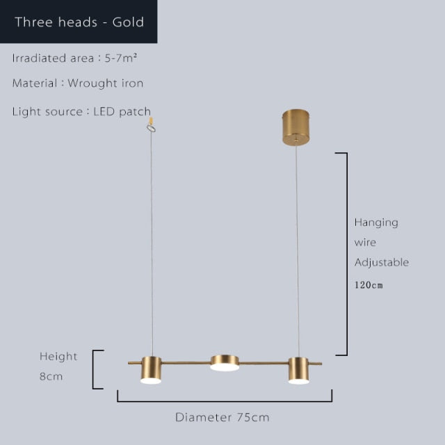 Modern LED chandelier with several Spotlights in metal Ainoa