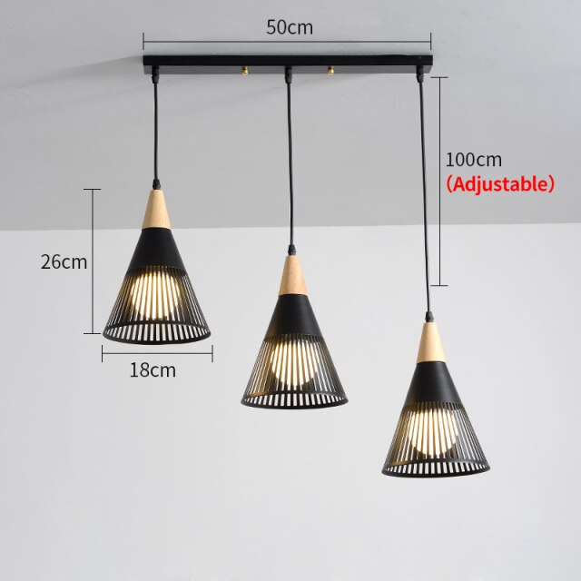 Moderna araña de LED con lámparas cónicas Abril