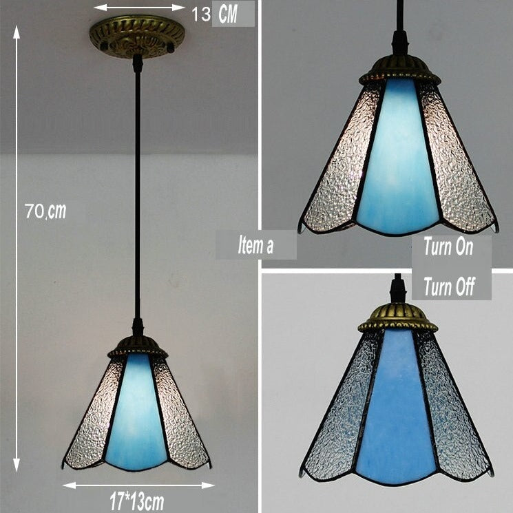 Suspension vintage LED avec des verres colorés Haimeï