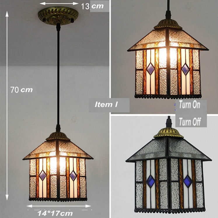 Suspension vintage LED avec des verres colorés Haimeï