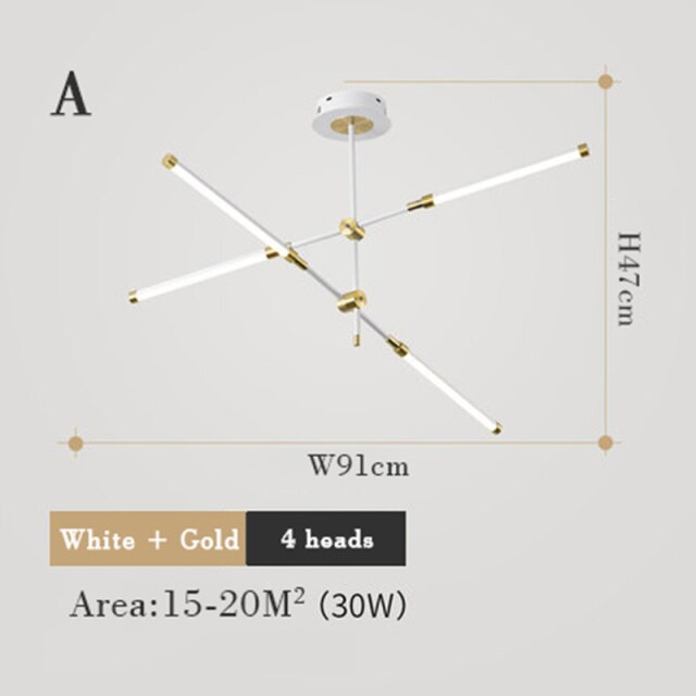 Lustre moderne LED avec lampes rectangulaires Wayna
