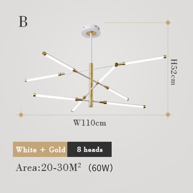 Lustre moderne LED avec lampes rectangulaires Wayna