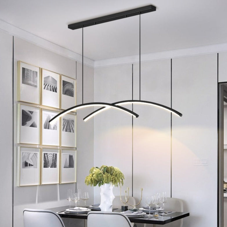 LED chandelier in the shape of a metallic arc Roxanna