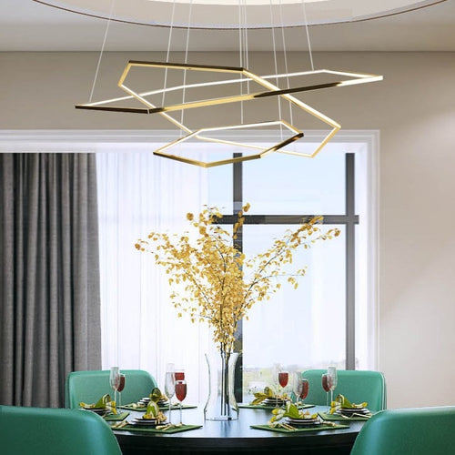 Lustre moderne en forme d'hexagones luxury Emmylia - vue 3 sur 8