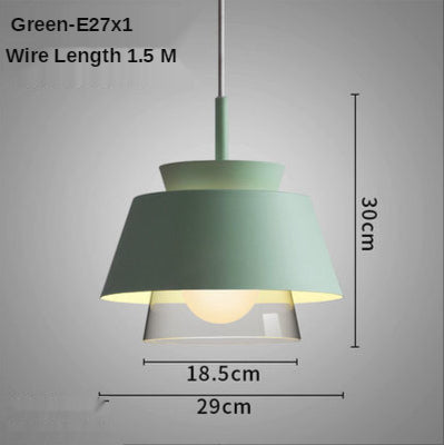 Suspension moderne avec double abat-jours en verre et métal Delcio