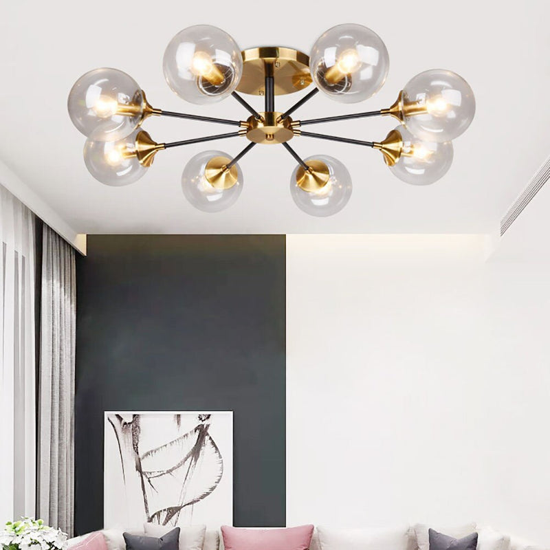 Modern LED ceiling light with star and glass globes Iraide