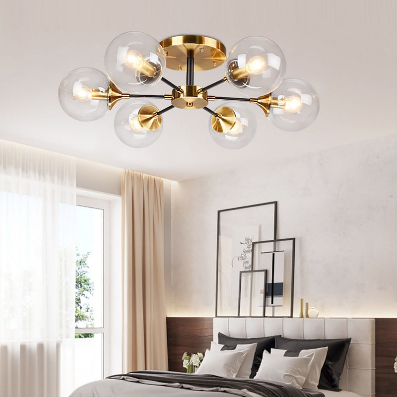 Modern LED ceiling light with star and glass globes Iraide