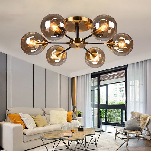 Plafonnier moderne LED en étoile et globes en verre Iraide - vue 5 sur 19