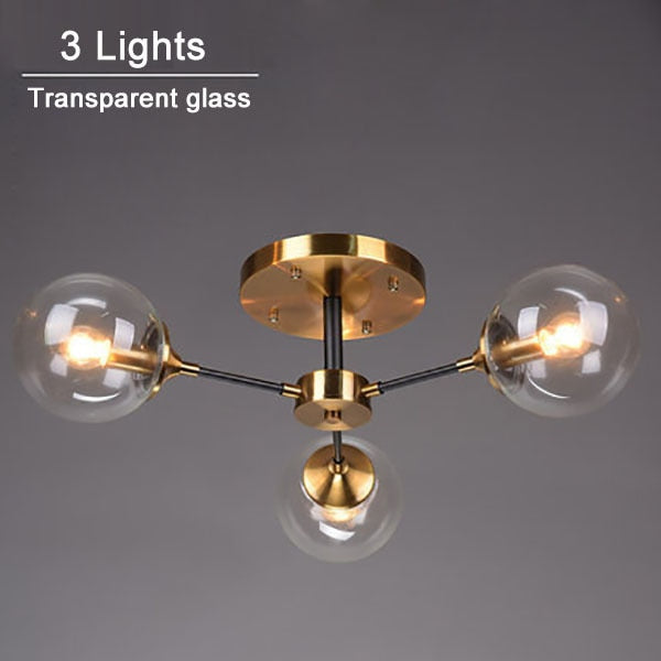 Modern LED ceiling light with star and glass globes Iraide