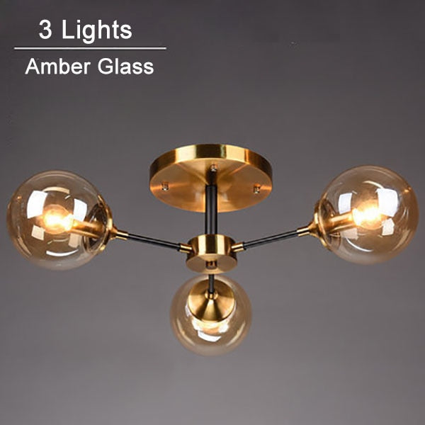 Modern LED ceiling light with star and glass globes Iraide