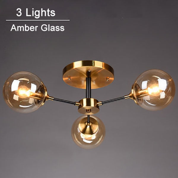 Plafonnier moderne LED en étoile et globes en verre Iraide
