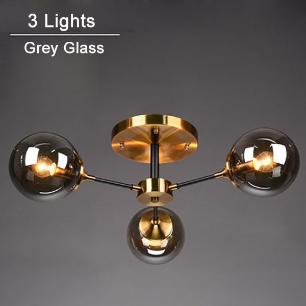 Modern LED ceiling light with star and glass globes Iraide