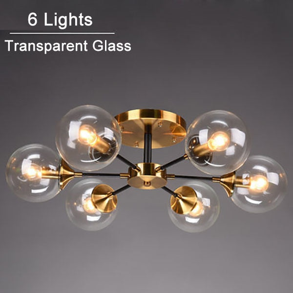 Modern LED ceiling light with star and glass globes Iraide