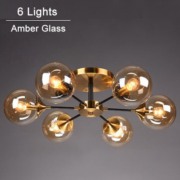 Modern LED ceiling light with star and glass globes Iraide