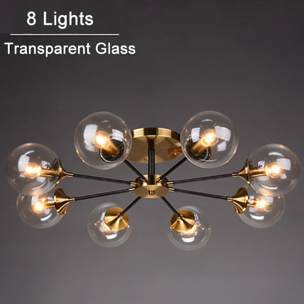 Moderna lámpara de techo LED con estrella y globos de cristal Iraide