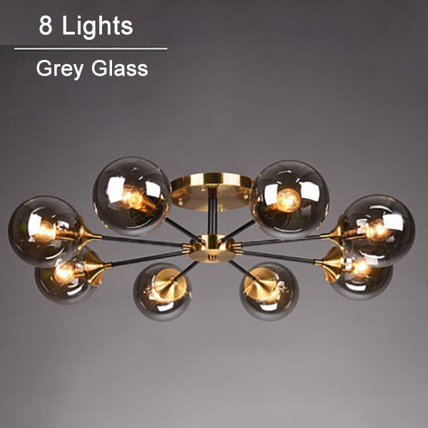 Modern LED ceiling light with star and glass globes Iraide