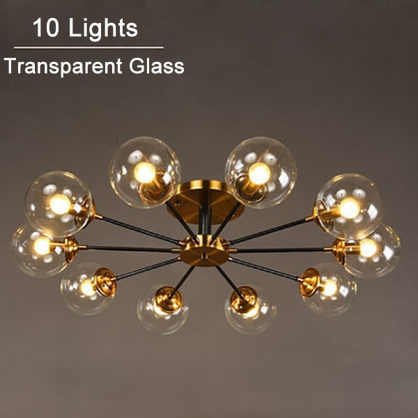 Modern LED ceiling light with star and glass globes Iraide
