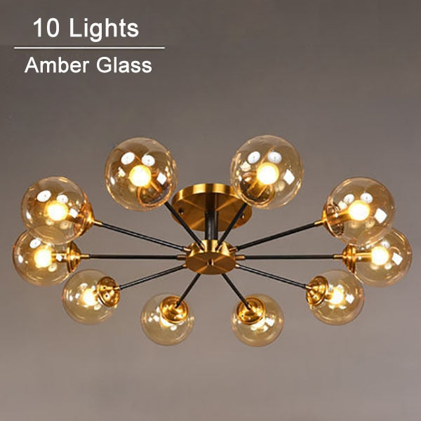 Plafonnier moderne LED en étoile et globes en verre Iraide