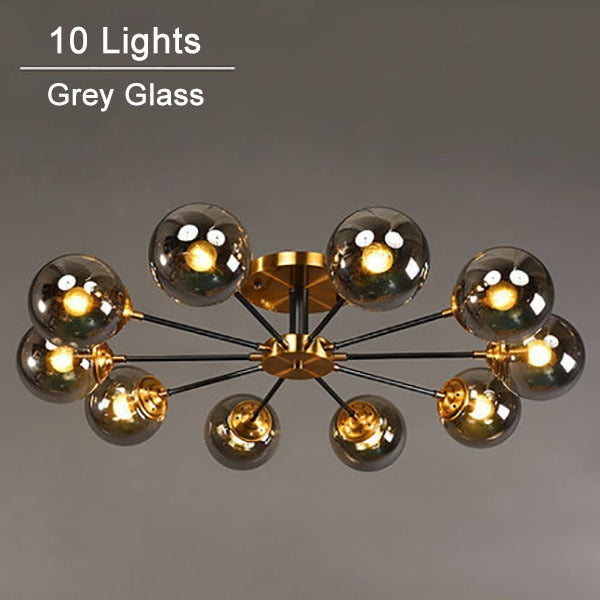 Modern LED ceiling light with star and glass globes Iraide