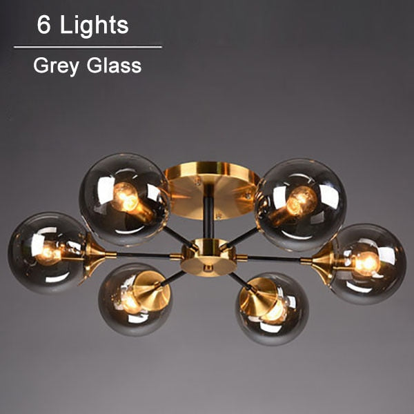 Modern LED ceiling light with star and glass globes Iraide