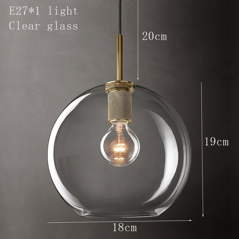 Suspension industrielle en verre et en métal doré Haivy