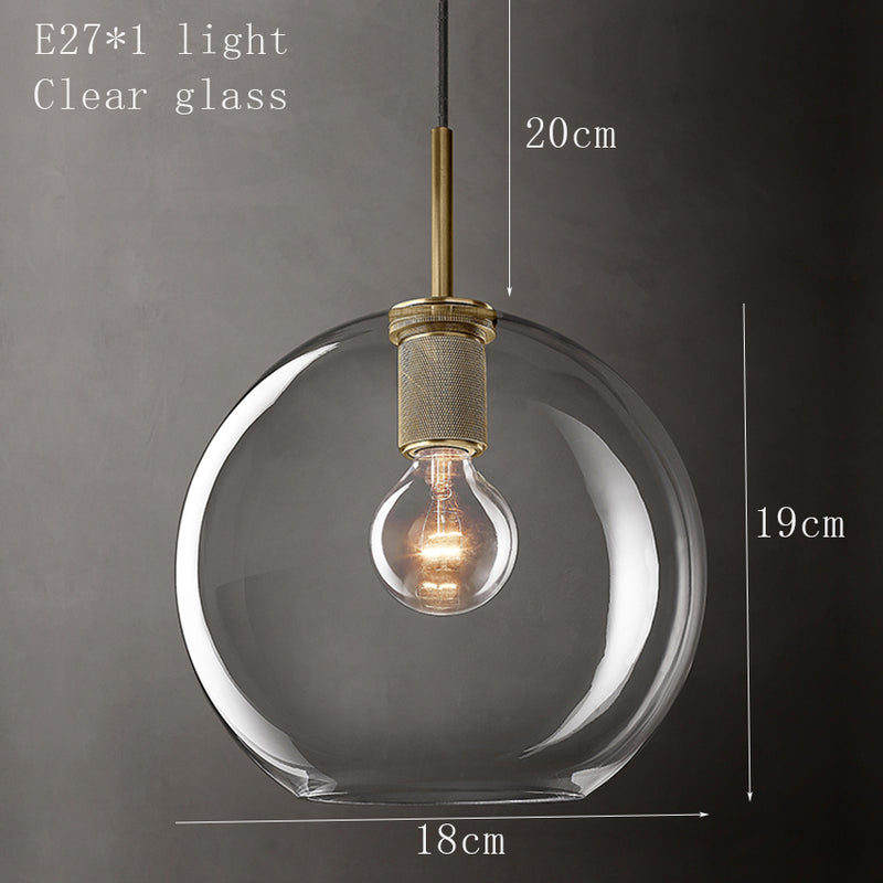 pendant light industrial glass and gold metal Haivy