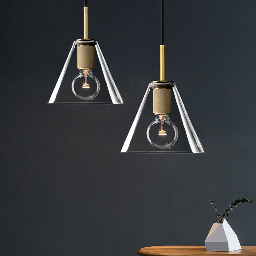 Suspension industrielle en verre et en métal doré Haivy - vue 8 sur 13