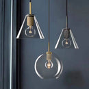 Suspension industrielle en verre et en métal doré Haivy