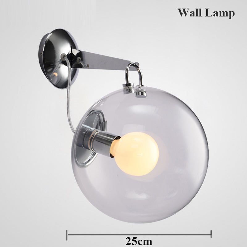wall lamp industrial silver wall with glass globe Irantzu
