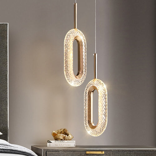 pendant light modern LED oval shape and gold Elaia