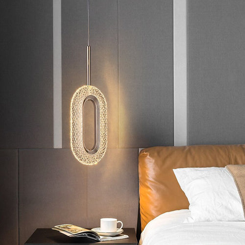 Suspension moderne LED forme ovale et dorée Elaia - vue 6 sur 12