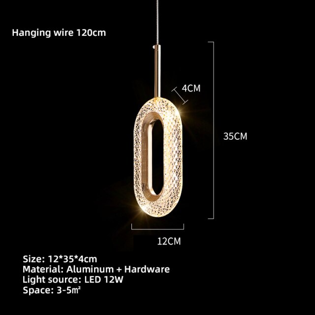 Suspension moderne LED forme ovale et dorée Elaia - vue 12 sur 12