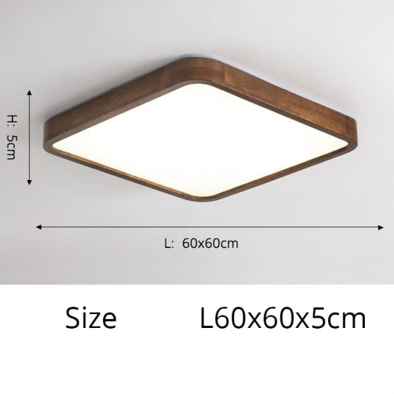 Plafonnier moderne LED en forme géométrique en bois Evelyn