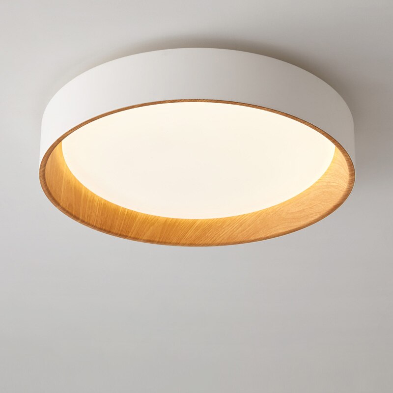 Modern circular LED ceiling light with wooden interior Etelvina