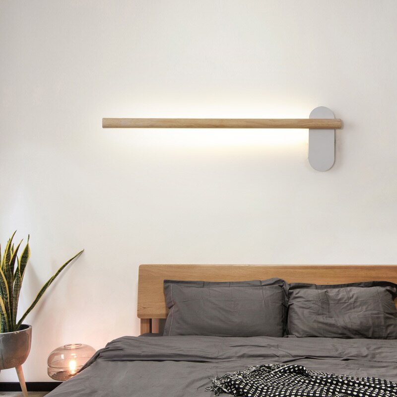 Lámpara de pared LED rectangular escandinava de madera Amane