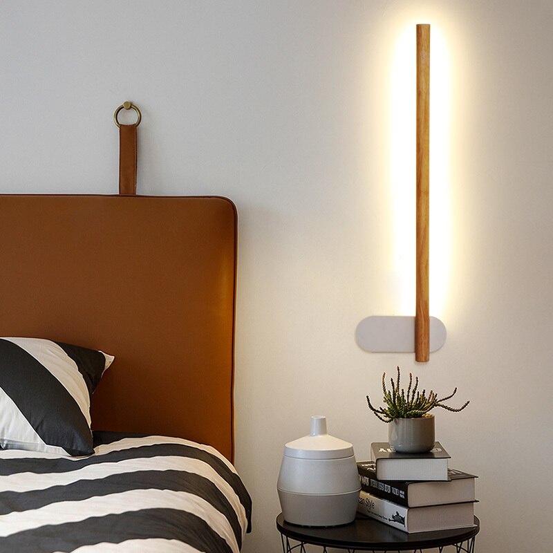 wall lamp Scandinavian rectangular LED wall lamp in wood Amane