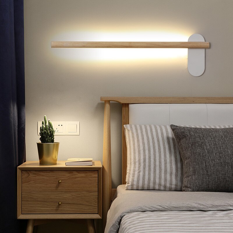 Applique murale scandinave LED rectangulaire en bois Amane