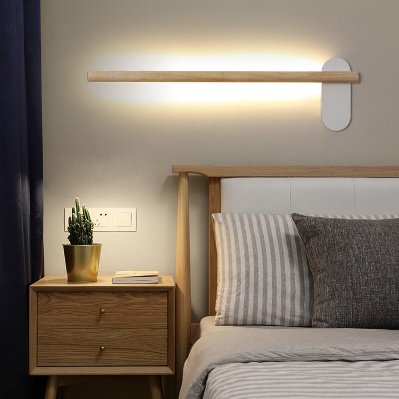 wall lamp Scandinavian rectangular LED wall lamp in wood Amane