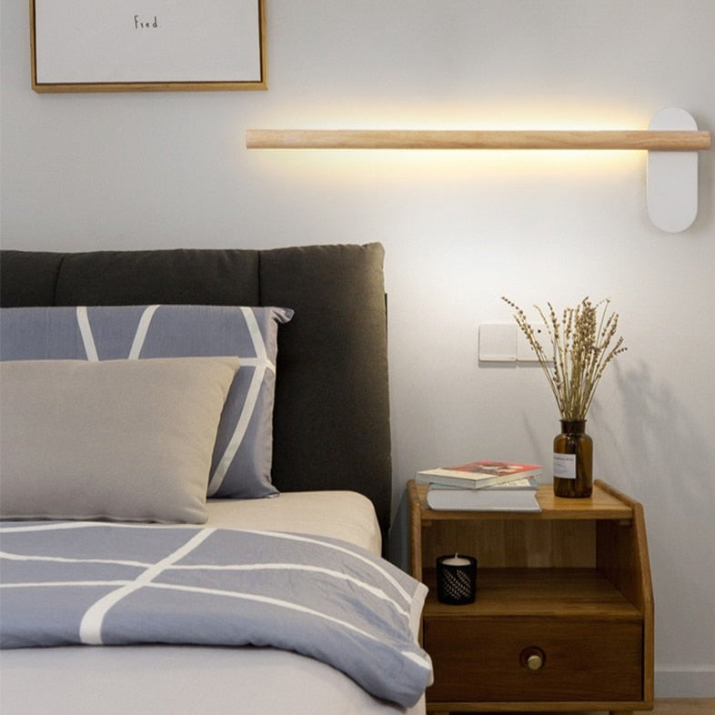 Applique murale scandinave LED rectangulaire en bois Amane